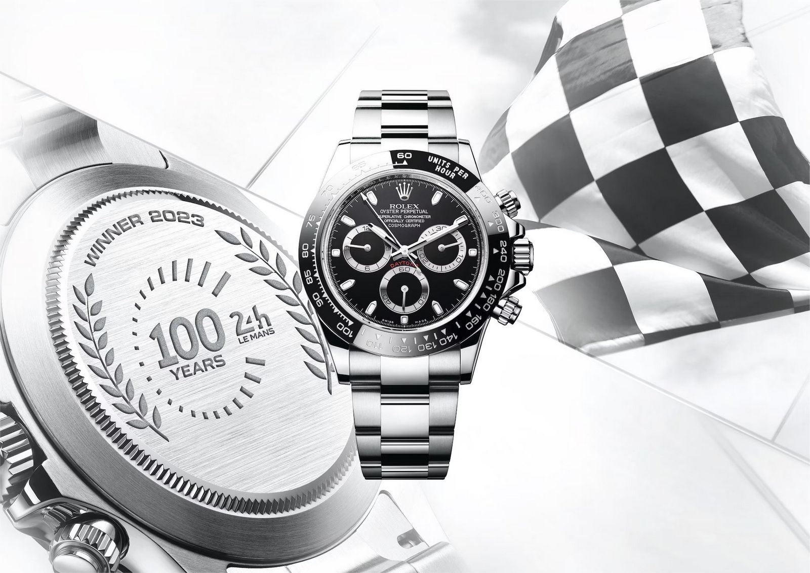 Rolex отмечает 100-летие гонки «24 часа Ле-Мана» хронографом Daytona со специальной гравировкой, который будет подарен гонщикам-победителям.